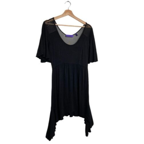 Patrizia Luca Milano Little Black  Cocktail Dress Asymmetrical Hem Size Medium - Picture 1 of 12
